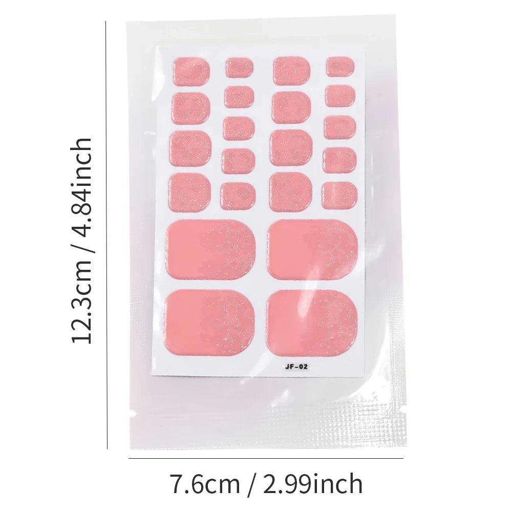 110Tips 3D Full Cover Gradient Toenail Stickers Multi Color Self Adhesive Slider No Need UV Lamp Cured Press On Toe Nail Decals* (ONLINE ORDER ONLY)