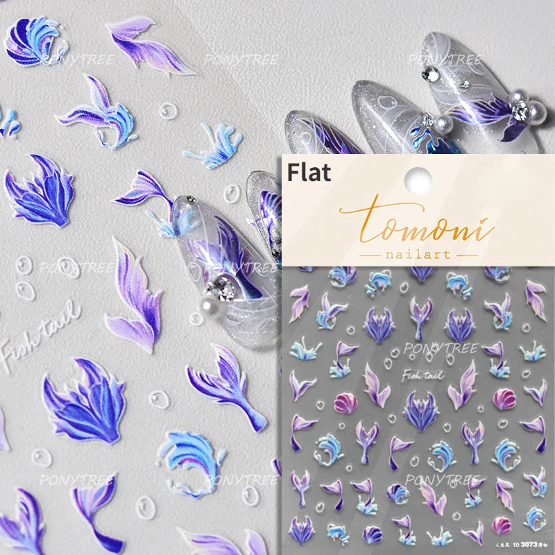 Starfish Dolphin Otter Shell Conch Whale Seahorse Pearl Oyster Infauna Self Adhesive Nail Art Stickers Manicure Decals Wholesale (ONLINE ORDER ONLY)