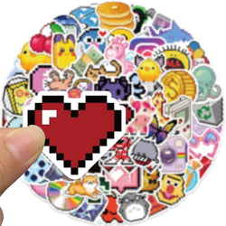10/30/65PCS INS Style Cute Pixel Cartoon Aesthetic Stickers Laptop Phone Scrapbook Notebook DIY Luggage Graffiti Sticker Kid Toy (ONLINE ORDER ONLY)