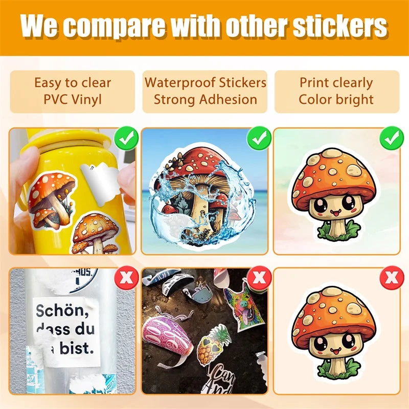 10/30/50PCS Terror Mushroom PVC Sticky Sticker Aesthetic Chidlren's Stationery Decoration Scrapbooking Hand Accounting Supplies (ONLINE ORDER ONLY)