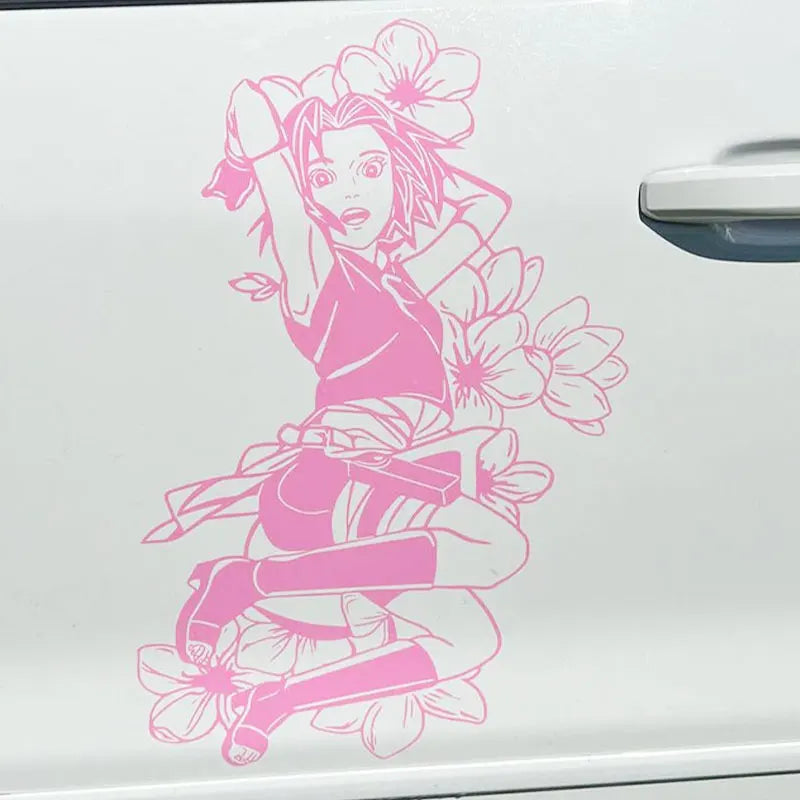 Anime Large Pattern Car Sticker Japanese Anime Cherry Blossom Decoration Window Side Auto Parts Girl Vinyl Decals (ONLINE ORDER ONLY)
