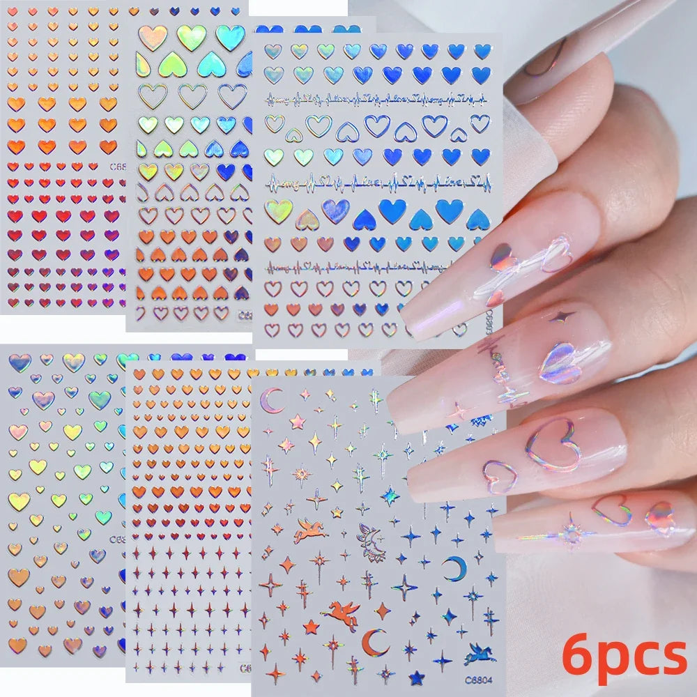 6 Sheets Moon/Star Nail Art Sticker Adhesive Gold Color Sticker Sheets Universal Constellation Shapes Sticker Art Decoration (ONLINE ORDER ONLY)