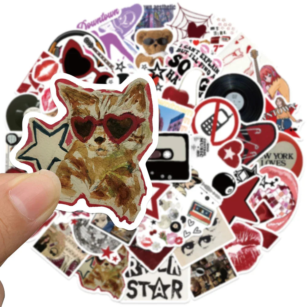 50pcs Retro Aesthetic 90s Y2K Stickers Downtown Modern Girls Stickers For Laptop Luggage Guitar Skateboard Vinyl Car Decals (ONLINE ORDER ONLY)
