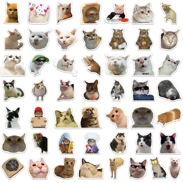 10/30/50PCS Kawaii Cat Mood PVC Graffiti Sticker Sticky Aesthetic Decorative Scrapbook DIY Child Phone Stationery Supply for Kid (Online Order Only)
