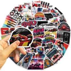 50PCS Formula One Stickers for Laptop, Luggage, Skateboard, DIY, Graffiti, Classic Toys (Online Order Only)