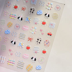 Graffiti Lines Apple Dog Car Bowknot Love Heart Flower Capture Net Grid Butterfly Rain Adhesive Nail Art Sticker Manicure Decals (ONLINE ORDER ONLY)