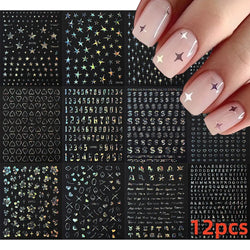 12 Sheets Valentines Nail Stickers Red Heart Nail Art Sticker Decal Solid Hollow Heart 3D Self-Adhesive Design Nail Art Supplies (ONLINE ORDER ONLY)
