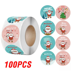 100-500Pcs New 1 Inch Christmas Theme Seal Labels Stickers For DIY Gift Baking Package Envelope Stationery Decoration (ONLINE ORDER ONLY)