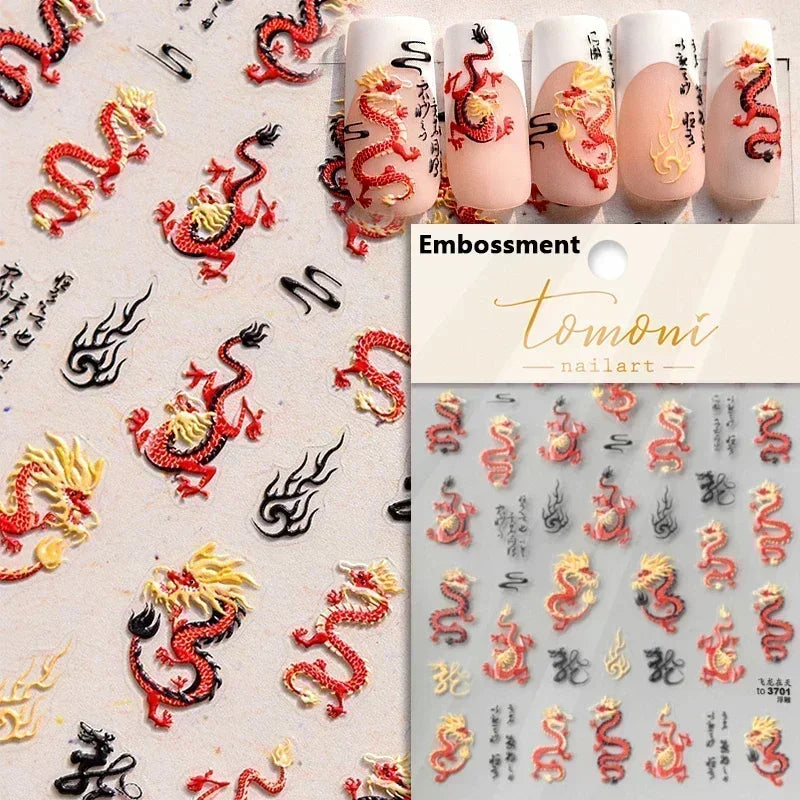 Dark Sword Coiled Snake Cross Butterfly Wing Starburst Starlight Gothic Reptile Animals Nail Art Sticker Festival Manicure Decal (ONLINE ORDER ONLY)