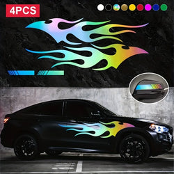 4pcs Fashion for Car Sticker Flame Flame Car Body Sticker Striped Door Decal Waterproof Decorative Waterproof Vinyl Decals (ONLINE ORDER ONLY)