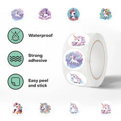 100-500pcs Cute Cartoon Unicorn Sticker Childrens Reward Gift Label Decoration Teacher Encouragement Student Stationery Sticker (Online Order Only)