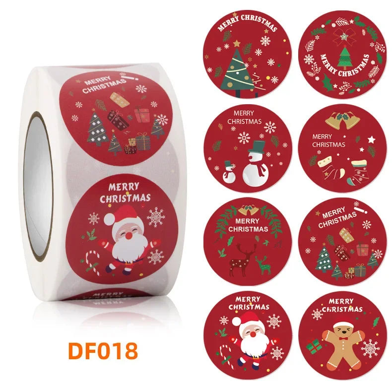 500/rolls Stickers Merry Christmas roll Self-Adhesive Label Sealing Decorative Stickers Office Stationery (ONLINE ORDER ONLY)