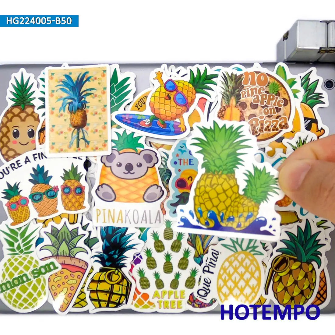 50Pieces Funny Pineapple Cartoon Graffiti Mixed Ananas Retro Stickers for Luggage Skateboard Guitar Helmets Laptop Phone Sticker (Online Order Only)