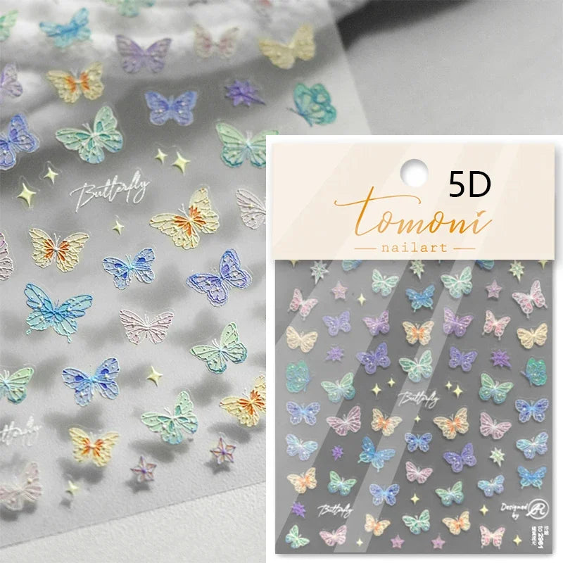 Fantasy Beach Summer Dreamy Colorful Seasnail Shell Pearl Conch Jelly Star 5D Decals Soft Relief 3D Decoration Nail Art Stickers (Online Order Only)