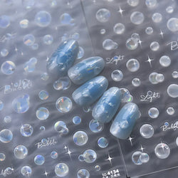Summer Beach Dreamy Water Bubble Mermaid Shell Conch Starfish Jellyfish Soft Relief Decoration Nail Art Stickers Manicure Decals (ONLINE ORDER ONLY)