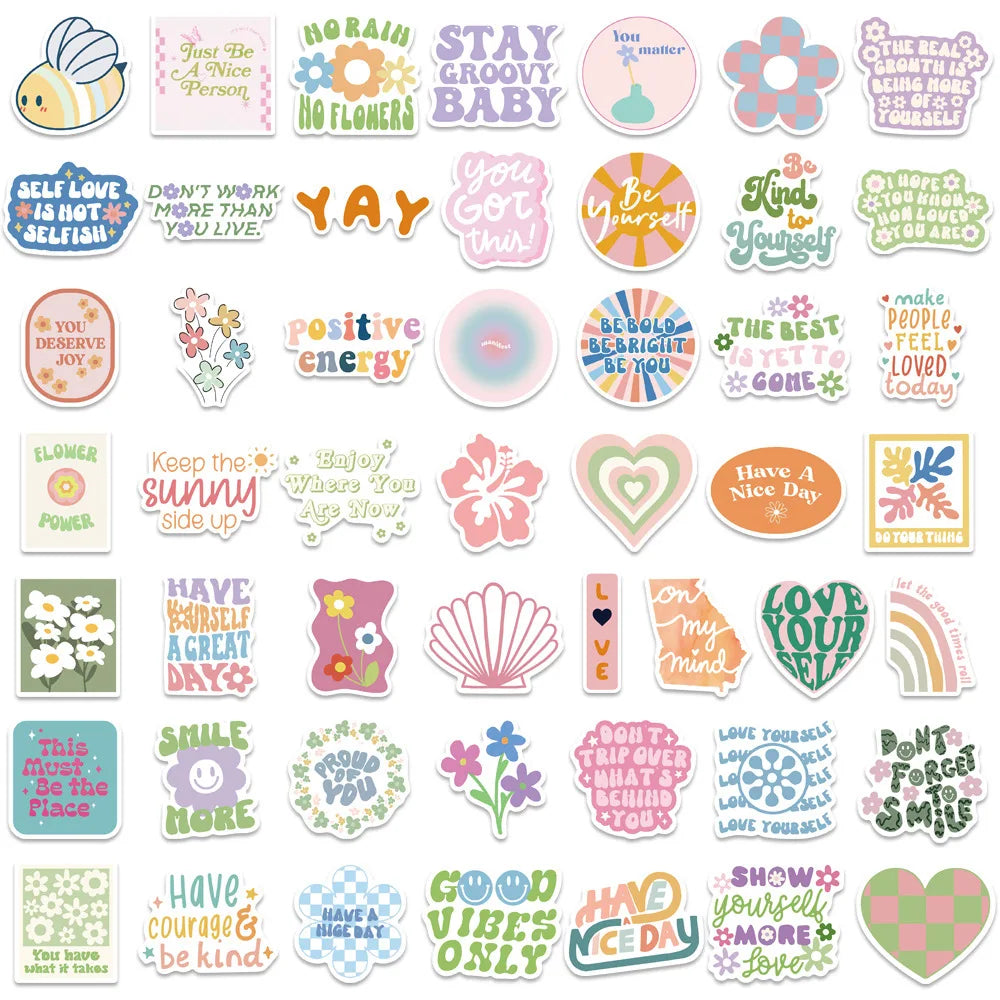 10/30/50/100PCS Cute Girls Danish Pink Inspirational Stickers Ins Cartoon Decal Toy DIY Phone Motorcycle Bike Guitar Car Sticker (ONLINE ORDER ONLY)
