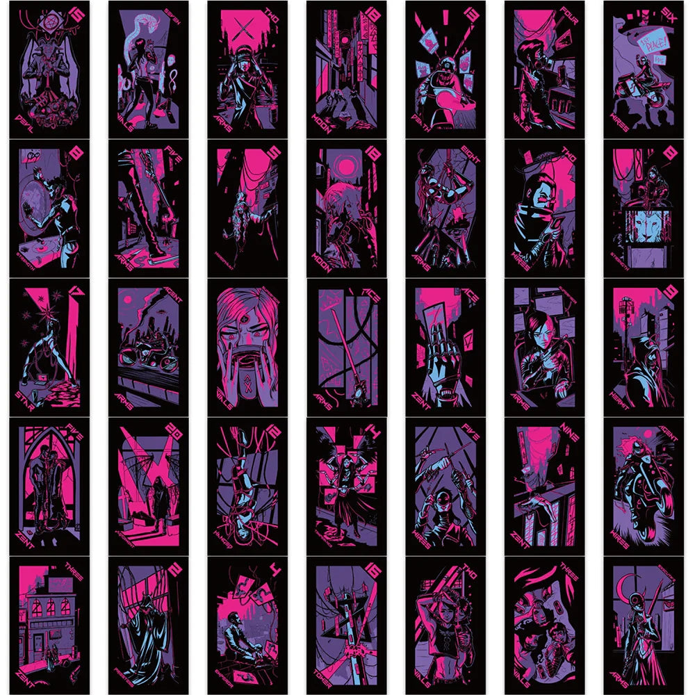 10/30/72PCS Dark Tarot Cards Purple Cool Stickers Decoration For Phone Laptop Notebook Skateboard Bike Car Wall Decals Toys Gift (ONLINE ORDER ONLY)