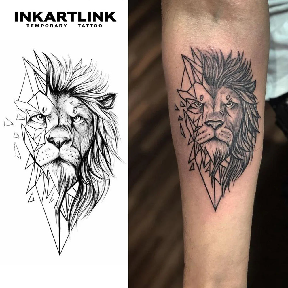 Lion Temporary Tattoo,Lasts To 15 Days New Technology Magic Waterproof Semi Permanent Sticker. (Online Order Only)