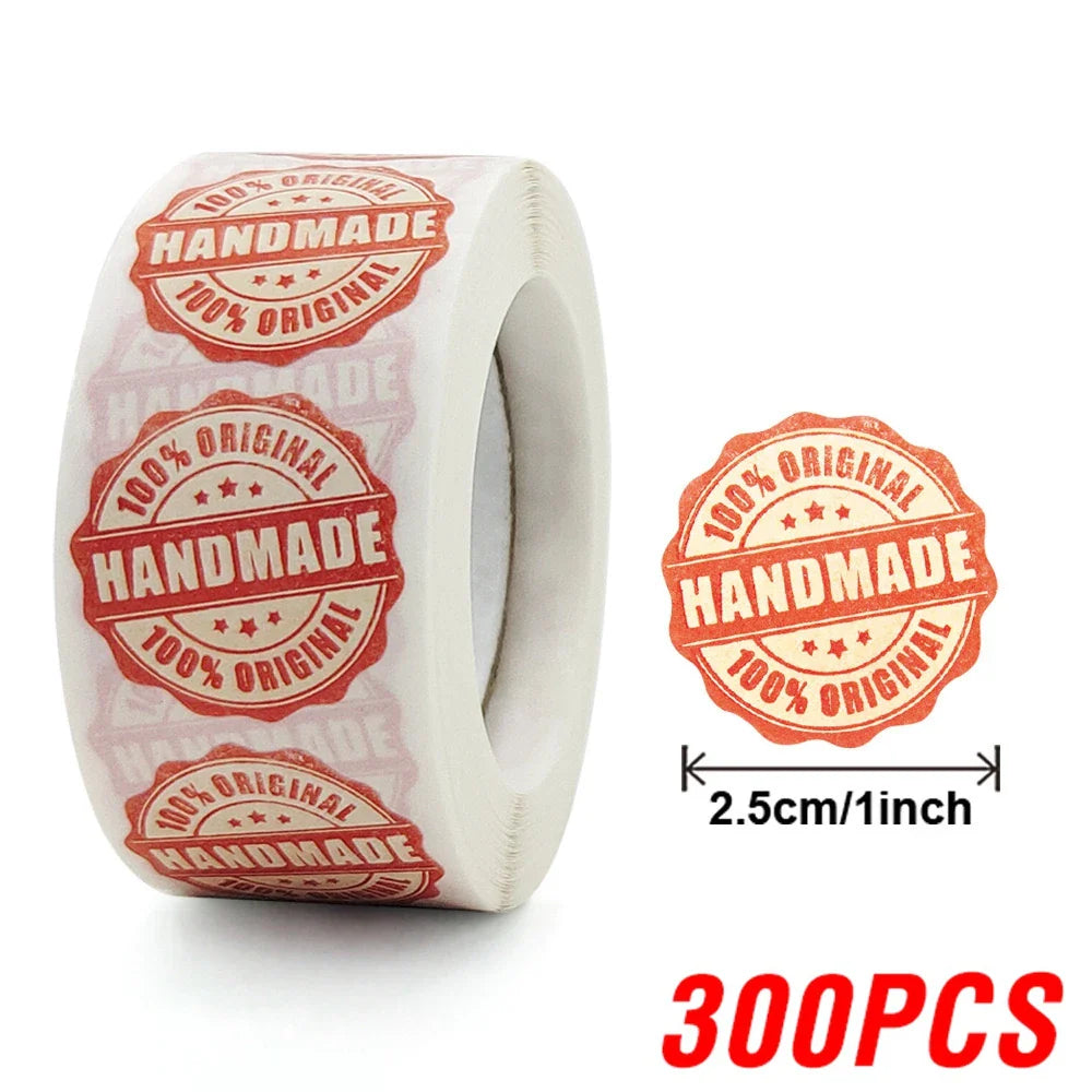 100-500pcs Handmade With Love Sticker For Cake Package Decoration Label Cute Kawaii Thank You Sticker Gift Sticker Red Paper (ONLINE ORDER ONLY)