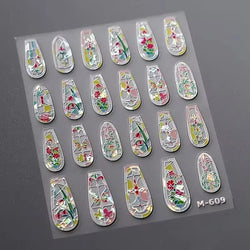 Hot Stamping Colourful Sunflower Starry Night Impressionism Embossment Adhesive Nail Art Sticker Shiny Rhinestone Manicure Decal (Online Order Only)