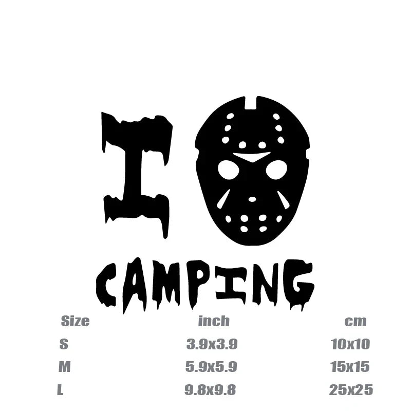 "CAMPING"Stickers,mask  jason creative funny decal high quality sticker for cars trucks motorcycles &laptops! (ONLINE ORDER ONLY)