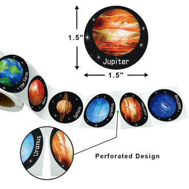 100-500 Pcs Round Universe Outer Space Stickers Solar System Earth Mars Jupiter Planet DIY Sealing Party Decals Stationery Toy (ONLINE ORDER ONLY)