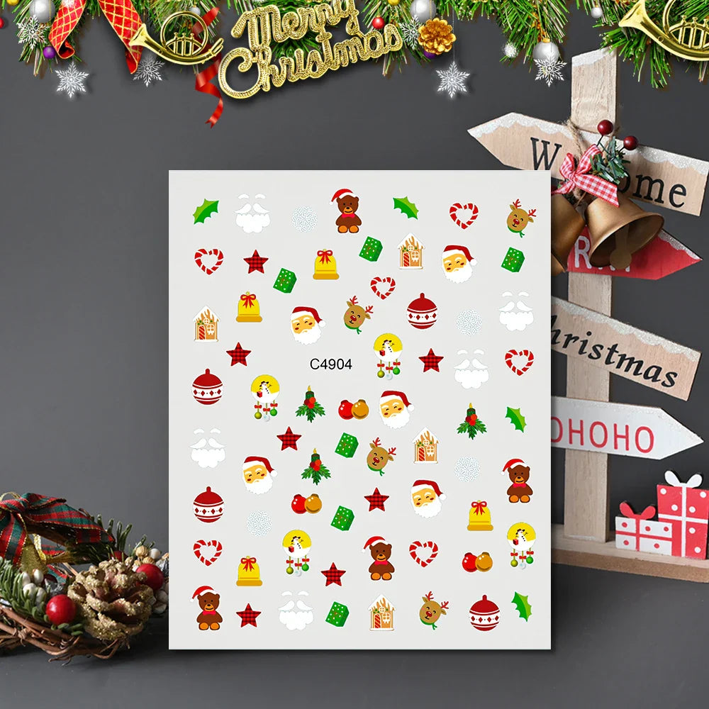 1PCS Laser Gold Snowflake Christmas Tree Nail Sticker 3D Adhesive Nail Decals Nail Art Accessories New Christmas Decoration 2024 (ONLINE ORDER ONLY)
