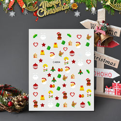 3D Gold Glitter Snowflake Nail Sticker Winter Reflective Elk Star Balloon Christmas Tree Foil Xmas New Year Decal Tips Decoratio (ONLINE ORDER ONLY)