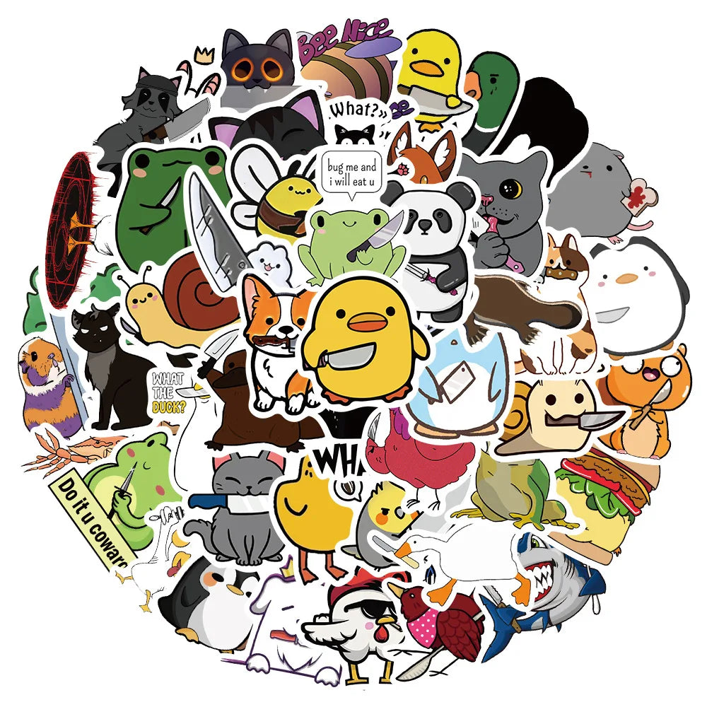 60PCS The Animal With The Knife Sticker Waterproof Vinyl Laptop Decorations DIY for Skateboard Stickers for Adults (Online Order Only)