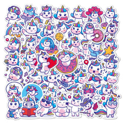 10/30/50PCS Funny Cartoon Unicorn Sticker Decals Gift DIY Phone Scrapbook Suitcase Helmet Car Classic Toys Waterproof Stickers (ONLINE ORDER ONLY)