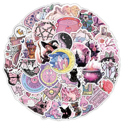 Pink Witch Cartoon Stickers for Phone Laptop Luggage Skateboard Decals (ONLINE ORDER ONLY)