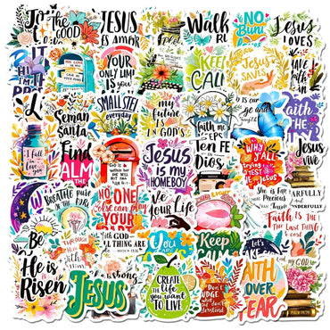 10/50/100Pcs Inspirational Jesus Phrase Christians Religion Bible Stickers Skateboard Graffiti Luggage Phone Motorcycle Sticker (Online Order Only)
