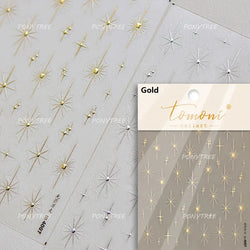 Chic Colourful Star Moon Curved Line Arc Necklace Love Heart Hanging in The Air Cherry Adhesive Nail Art Stickers Manicure Decal (Online Order Only)