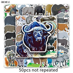 Buffalo Bull Cartoon Stickers Pack for Car, Laptop, Suitcase, Skateboard, Guitar (Online Order Only)