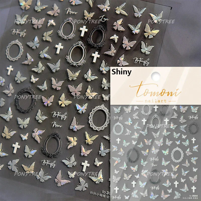 Gold Silver Line Irregular Shape Shiny Rhinestone 5D Bronzing Soft Relief Self Adhesive Nail Art Stickers Nail Decoration Decals (ONLINE ORDER ONLY)