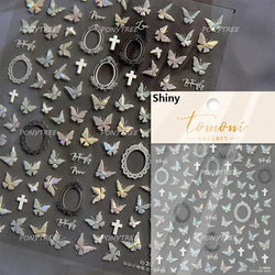 Gold Silver Line Irregular Shape Shiny Rhinestone 5D Bronzing Soft Relief Self Adhesive Nail Art Stickers Nail Decoration Decals (ONLINE ORDER ONLY)