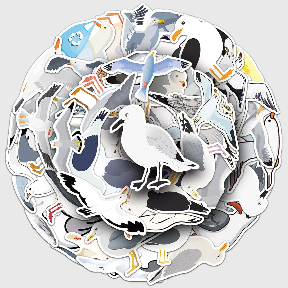 50Pcs Seagull Cartoon Waterproof Vinyl Stickers for Skateboard Snowboard Decals (Online Order Only)