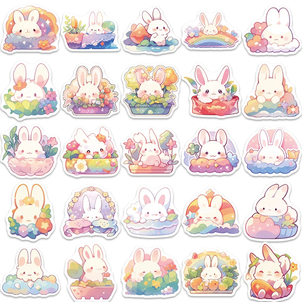 10/30/50pcs Funny Cute Rainbow Rabbit Graffiti Stickers Kawaii Decals Laptop Phone Notebook Decoration Kids Classic Toy Sticker (ONLINE ORDER ONLY)