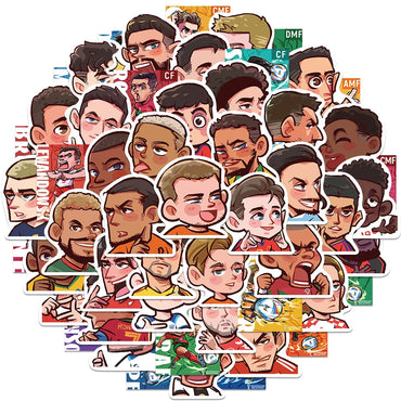 10/30/54PCS Cartoon Soccer Football Star Sticker Packs with Messi, Ronaldo, Suarez, Neymar, and More (ONLINE ORDER ONLY)