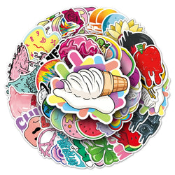 50Pcs Cartoon Waterproof Vinyl Stickers for Skateboard Snowboard (ONLINE ORDER ONLY)