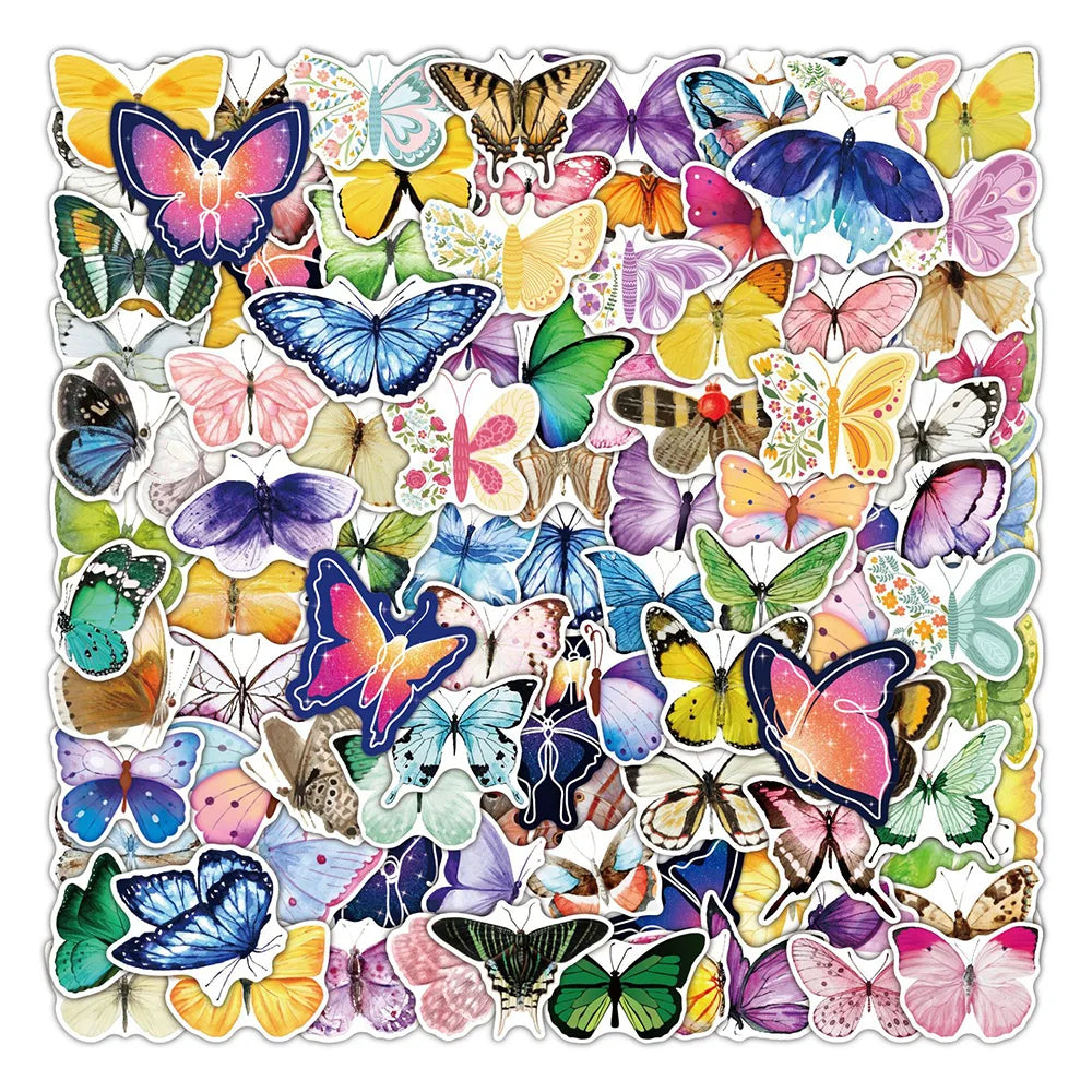 Butterfly Cartoon Stickers: 10/30/50/103PCS for Laptop, Luggage, Snowboard, DIY Decals (ONLINE ORDER ONLY)