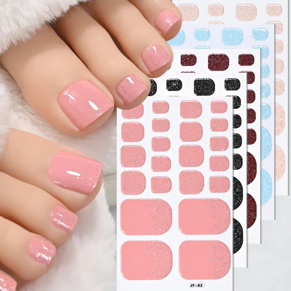 110Tips 3D Full Cover Gradient Toenail Stickers Multi Color Self Adhesive Slider No Need UV Lamp Cured Press On Toe Nail Decals* (ONLINE ORDER ONLY)