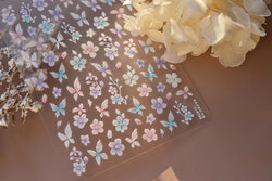 Embroidered Butterfly Flower Colourful Gradient Morning Glory Leaves Self Adhesive Nail Art Stickers Rhinestone Manicure Decals (ONLINE ORDER ONLY)