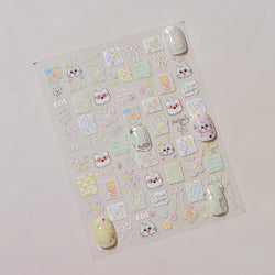 Small Animals Meeting Dog Cat Kitten Bowknot Cherry Butterfly Wreath Paw Star Hat Self Adhesive Nail Art Stickers Manicure Decal (ONLINE ORDER ONLY)