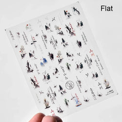 Red Plum Blossom Flower Chinese 3D Self Adhesive Nail Art Decoration Stickers Cheongsam Iris Lily Lotus Vase 5D Manicure Decals (ONLINE ORDER ONLY)