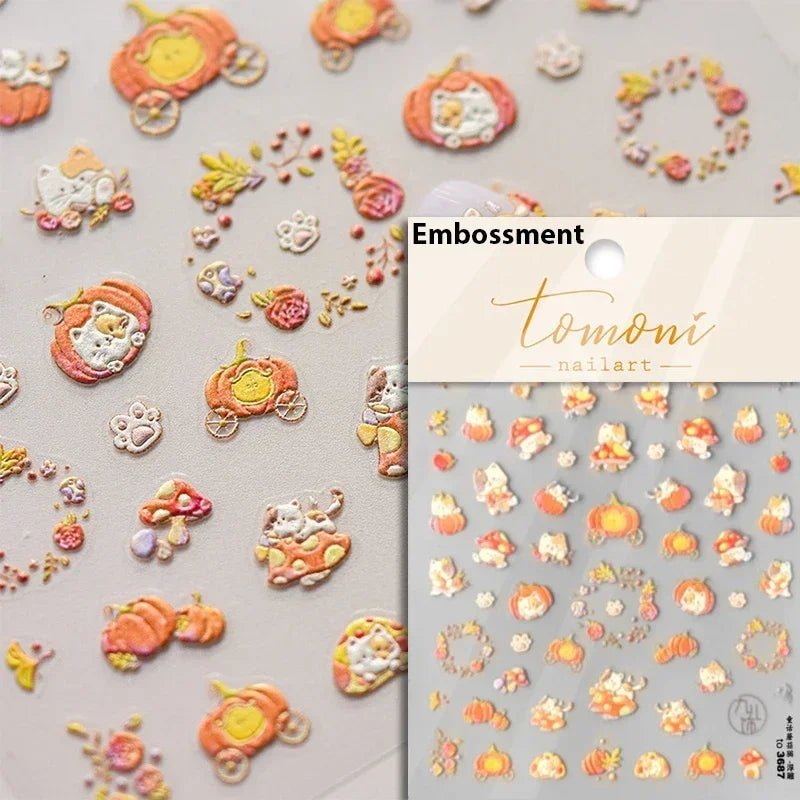 Cute Cat Eye Fishbone Animals Leopard Cat Ginger Cat Kitten Exclamation Point Paw Self Adhesive Nail Art Sticker Manicure Decals (ONLINE ORDER ONLY)