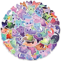 50pcs Kawaii Cartoon Starry Sky Cats Stickers Decals For Laptop Water Bottle Luggage Notebook Phone Vinyl Waterproof Graffiti (ONLINE ORDER ONLY)