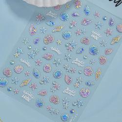 Shiny Colourful Marine Shell Starfish Ocean Elements Star Water Bubbles Star Conch Underwater Nail Art Stickers Manicure Decals (ONLINE ORDER ONLY)