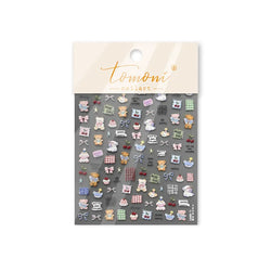Cute Animals Bear Dog Cake Sweet Cherry Grid Bowknot Star Line Fruit Relief Self Adhesive Nail Art Stickers 3D Manicure Decals (ONLINE ORDER ONLY)