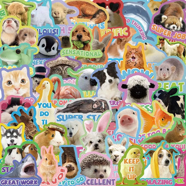 10/50PCS Cartoon Students Reward Stickers For Kids Cute Pattern Animal Graffiti Decals Notebook Fridge School Teacher Gift Toy (Online Order Only)